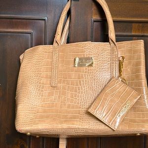 Bebe purse - faux crocodile - gold hardware - satchel or crossbody handbag